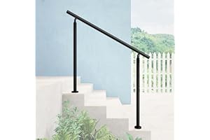 AICA SANITAER AICA Barandilla escalera, pasamanos de acero inoxidable para jardines, porches, entradas, interior y exterior escalera, Negro, 120x106cm, 0 barras transversales