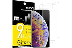 NEW'C 3 Piezas, Protector Pantalla para iPhone 11 Pro MAX y iPhone XS MAX (6,5“), Cristal templado Antiarañazos, Antihuellas, Sin Burbujas, Dureza 9H, 0.33 mm Ultra Transparente, Ultra Resistente