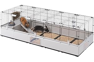 Ferplast Cage pour Lapins, Cage pour cochons d'Inde, cobayes, Modular 4, Extensible, Grande Cage à Lapin, Accessoires Inclus, Facile à Nettoyer, 179 x 72 x h 56 cm