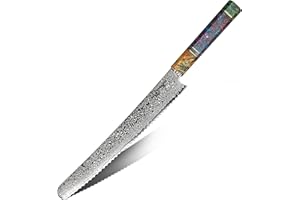 hajegato Coltelli da Cucina Damasco Unico Nel Suo Genere Manico Professionale Coltello Giapponese (Bread 10")
