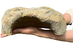 ZXUAQNOE Extra Large Reptile Hide - Resin Snake Caves for Ball Pythons, Simulation Rock Hideout for Habitat Lizard, Leopard Gecko, Bearded Dragon, Yellowish-Brown