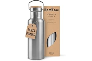 Bottiglia Termica 500 ml | Borraccia Acciaio Inox | Borraccia Termica 500 ml | Borraccia Inox | Thermos 500 ml | Bottiglia Metallo | Bevande Calde E Fredde | Steel Bottle | Bambaw