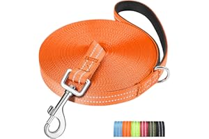 X XBEN Longe pour Chien, 3M 5M 10M 15M 20M 25M 30M 50M Laisse de Dressage, Rembourrée, Durable et Léger, Longe pour Petit, Moyen et Grand Chien, avec Boucle en D