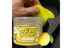 Slime Buddies Cleaning Putty Gel | Car Cleaning Gel for Air Vents & Interiors, Computer, Macbook & Laptop Keyboard Cleaner | Clean Hard to Reach Spaces | Surface Dust Cleaner | Lemon Scent 160g