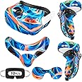 Relohas Accessories for Oculus Quest 2, VR Accessory Set for Meta Quest 2, Include Controller Grip Leather Cover, VR Shell Cover, Face Cover, Lens Cover and 10PCS Disposable Eye Cover(Aurora)
