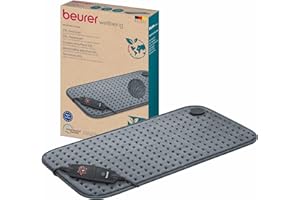 ‎BEURER Beurer HK 123 Green Planet Heizkissen, Made in Europe, Ober- und Unterseite aus 100% recyceltem Material, kuschelig weich, 60 x 30 cm, 6 Temperaturstufen und Abschaltautomatik, maschinenwaschbar, grau