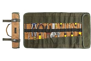 DENIFITER Mehrzweck, robuste Werkzeug-Rolltasche mit 25 Fächern, aus strapazierfähigem gewachstem Segeltuch, leicht zu lagern (Khaki)