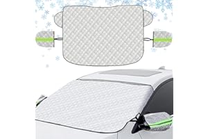MaibaoteMbt Couverture Pare-Brise Voiture, Housse de Protection pour Brise de Voiture, Protection Pare Brise Hiver, Pliable Housse de Pare Brise, pour Anti-Neige, UV, Poussière, Pluie (Argent)