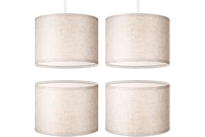 Weewooday 4 Sets Fabric Lampshade with E27 to E14 Adapter Ring Modern Ceiling Pendant Table Drum Light Shade Linen Lamp Shades for Table Bedside Floor Lamp(Taupe,10 Inch)