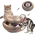 COOLBABY NO Magic Organ Cat Scratching Board, Cat Scratch Pad with A Toy Bell Ball, Cat Grinding Claw Scratching Board, Foldable Convenient Durable Cardboard Cat Scratcher