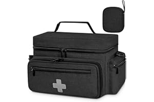 Eurhomewit Medical First Aid Bag - Empty Portable Emergency Bag with Adjustable Shoulder Strap, Nurse Doctor Bag for Home Visits, Healthcare, Travel & Medicine Storage (Black)