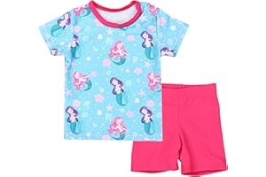Aquarti Baby Mädchen Zweiteiler Kinder Badeanzug Bade-Set Bade T-Shirt Badehose UV-Schutz
