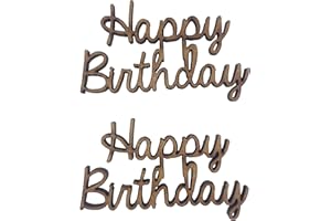 The Crafty Cow 6x Happy Birthday Words 5cm Wood Craft Embelishments Laser Cut Shape MDF