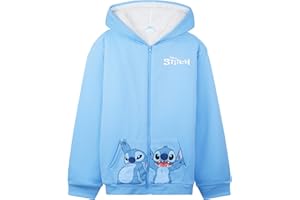 Disney Stitch Sudadera Cremallera Niña y Chica con Bolsillos, 6-14 Años, Chaqueta Forro Sherpa con Capucha, Regalos Niños