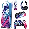 playvital Neon Dragoon Full Set Skin Decal for PS5 Console Digital Edition, Sticker Vinyl Decal Cover for PS5 Controller & Charging Station & Headset & Media Remote