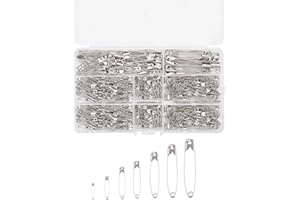 Rnitle 460 Pieces Safety Pins,Rust-Resistant Nickel Plated Steel Set,Assorted Sizes,for Crafts Arts Clothing,19mm 22mm 28mm 32mm 38mm 45mm 54mm