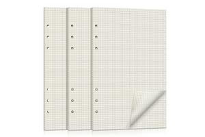 JOY & INSPIRATION Papel de recambio A5 3 Paquetes de hojas de papel A5 hojas de repuesto hojas de papel de estraza Recargable hojas sueltas Cuaderno Diario Scribble (A5 Cuadros)