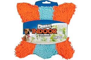 Chuckit! Indoor Fetch Squirrel Toy for Dogs - interaktiva hundleksaker för tristess, orange och