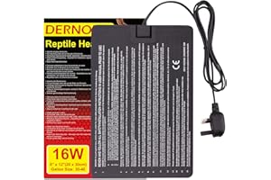 DERNORD Heat Mat Reptile 16W - Heating Pad Reptile for Snake Terrarium Vivarium Bearded Dragon Bird Heater Tortoise Accessories