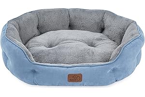 Bedsure Cama Grande Lavable - Redonda Antideslizante para Gatos y Cachorros de Interior, Azul 63x53x20cm