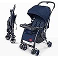 Luvlap Sunshine Plus Stroller/Pram with Reversible Handlebar, 5 Point Harness, 3 Level Recline Adjustment, Compact and Easy Fold, for Newborn Baby/Kids, 0-3 Years (Blue)