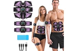 GROSBEAK EMS Electroestimulador Muscular, Abdominales Electroestimulacion, USB Recargable EMS Estimulador Eléctrico Abdominal para Hombres Mujeres, Abdomen/Brazos/piernas, 8 Modos y 19 intensidades