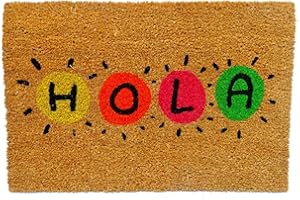 koko doormats Felpudo Entrada casa Originales - Fibra de Coco y PVC,Hola, 40x60x1.5 cm - Alfombras Puerta Exterior - Originales y Divertidos