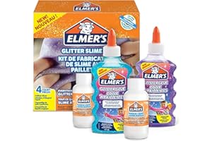 ELMER'S Elmer’s kit de slime, pegamento con purpurina morado y azul + 2 botellas de activador líquido mágico para slime, 4 unidades