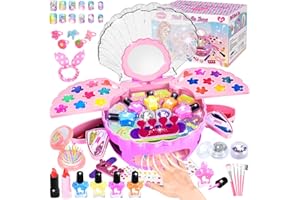 Herenear Studio paznokci dla dzieci, prezenty dla dziewczynek zestaw lakierów do paznokci, etui do makijażu dla dziewczynek, stylizacja paznokci dla dziewczynek (Pink)