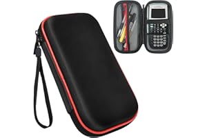 Xberstar Case for Texas Instruments TI-84 TI-83 Plus CE Graphing Calculators and More - Hard EVA Travel Carrying Shockproof Storage Bag (Black&red)