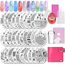 Biutee Nail Stamping Kit – 8 Stamping Gele, 12 Stempelplatten, Stempel & Schaber | UV-härtend Für Nageldesign Zu Hause