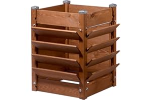 dobar 56235FSC - Fioriera rialzata e compostiera multifunzione 3 in 1, 64,5 x 64,5 x 75,5 cm, in pino marrone