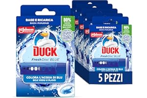 Duck Fresh Discs Blue- Base per Dischi Gel Igienizzanti WC, Colora l'acqua di blu ad ogni risciacquo - Formato Scorta 5 Applicatori, 30 dischetti