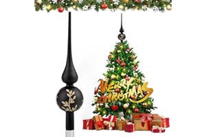 JOYUE Weihnachtsbaumspitze Glas Matt Christbaumspitze Schwarz 26 cm Christbaumschmuck Spitze, Weihnachtsdeko Baumspitze Black Christmas Tree Topper, Weihnachtsbaum Stern Spitze (Schwarz Matt)