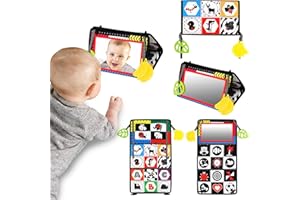 VFANDV Miroir Bebe Eveil, Montessori Jouet 0 3 6 9 12 Mois Montessori Spielzeug Baby avec Livre en Tissu Froissé, Spielzeug AB 6 Monate Jeux avec Miroir Pliable (1P)