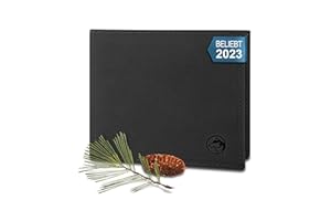 Wolfstrøm Geldbörse Herren Leder 'Nørge' – Tri-Fold Herren-Portemonnaie RFID-Blocker – 6 Karten-Fach, Ausweis-Fach, Großes Zusatzfach, Scheinfach, Kleingeldfach – Vintage Black