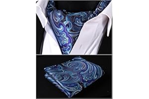 HISDERN Cravats dla mężczyzn jedwabny szal paisley i chusteczka w kropki Ascot krawat i poszetka zestaw na wesele biznesowe
