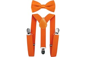 axy Kinder Hosenträger mit Fliege Set für Kinder 1-7 Jahre alt, Y-Form, 3 Clips - Uni Farben Jungen Hosenträger