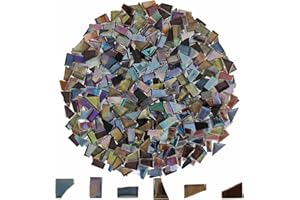 Yazikisa 500g Kristall Mosaik Fliesen Glasfliese Unregelmäßige Glas Mosaiksteine Kristallfliese Glasstücke für handgemachtes Dekor Blumentöpfe Teller Vasen Schwarz Serie