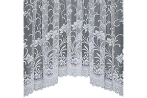 Silverthorn SOFT FURNISHINGS ELLA JARDINIERE – MODERN FLORAL DESIGN NET CURTAIN – TAYLOR MADE (381 x 122cm / 150"x 48")