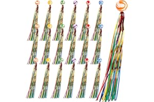 Bestomrogh 24 Stück Springball mit Farbige Bänder Springball mit Quaste Hüpfbälle Springball für Burtstag Spielen Mitbringsel