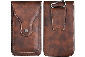 Eurtes Herren Handy Gürteltasche, Leder Handytasche Halterung, Portemonnaie mit Kreditkartentasche, Universal Doppelschicht Holster für iPhone Samsung Huawei Alle Telefone Unter 7.3 inch