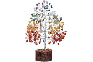 ABHISUBYA Albero Cristallo Sette Chakra Pietra preziosa Feng Shui Figurina Soldi Bonsai Buona fortuna Guarigione Cristalli Reiki Equilibrio Decorazione Ornamento Scultura Ricchezza Prosperità Decorazione Regalo