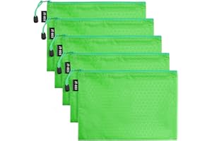 LUHIUMOYA A5-Stück Dokumententasche, Wasserdicht Dokumententasche mit Reißverschluss,Beutel für Papier, Dokumente, Datei, Kosmetika, Hausaufgaben （Grün）