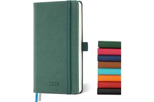 ‎IN-LUXPRO IN-LUXPRO Kalender 2026: Taschenkalender A6 Klein 16,4x9,6cm Buchkalender Terminplaner 2026 Wochenplaner Notizbuch,12-Monate(Jan.- Dez.) mit 100GSM Papier & Stiftschlaufe PU-Leder Grün