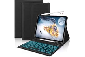 D DINGRICH iPad Air 5th/4th Generation Case with Keyboard, iPad Pro 11 Inch Case with Keyboard, 7 Color Backlit Bluetooth Detachable Keyboard for iPad Air 10.9"/iPad Pro 11(2018/2020/2021/2022), Black