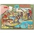 Depesche 13206 Dino World 50-Piece Jigsaw Puzzle with Detailed Dinosaur Design, Size Approx. 58 x 40 cm, in Cardboard Case with Carrying Handle, Multicoloured, One Size