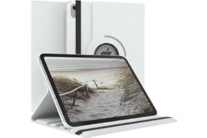 EAZY CASE Étui de protection pour tablette compatible avec iPad 10,9 (10e génération) - Rotation à 360° - Avec protection d'écran Sleep et Wake - En cuir de qualité supérieure - Blanc