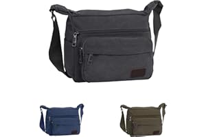 Srvillg Men Shoulder Bag, Army Green Vintage Canvas Messenger Bag, Casual Mens Crossbody Bags with Multiple Pockets and Shoulder Strap for Working Dog Walking Daily Use