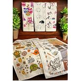 5'li Pamuklu Baskılı Havlu Seti 30x50 cm El Y&uuml;z Mutfak Havlusu Yumuşak Desenli Su Emici Set